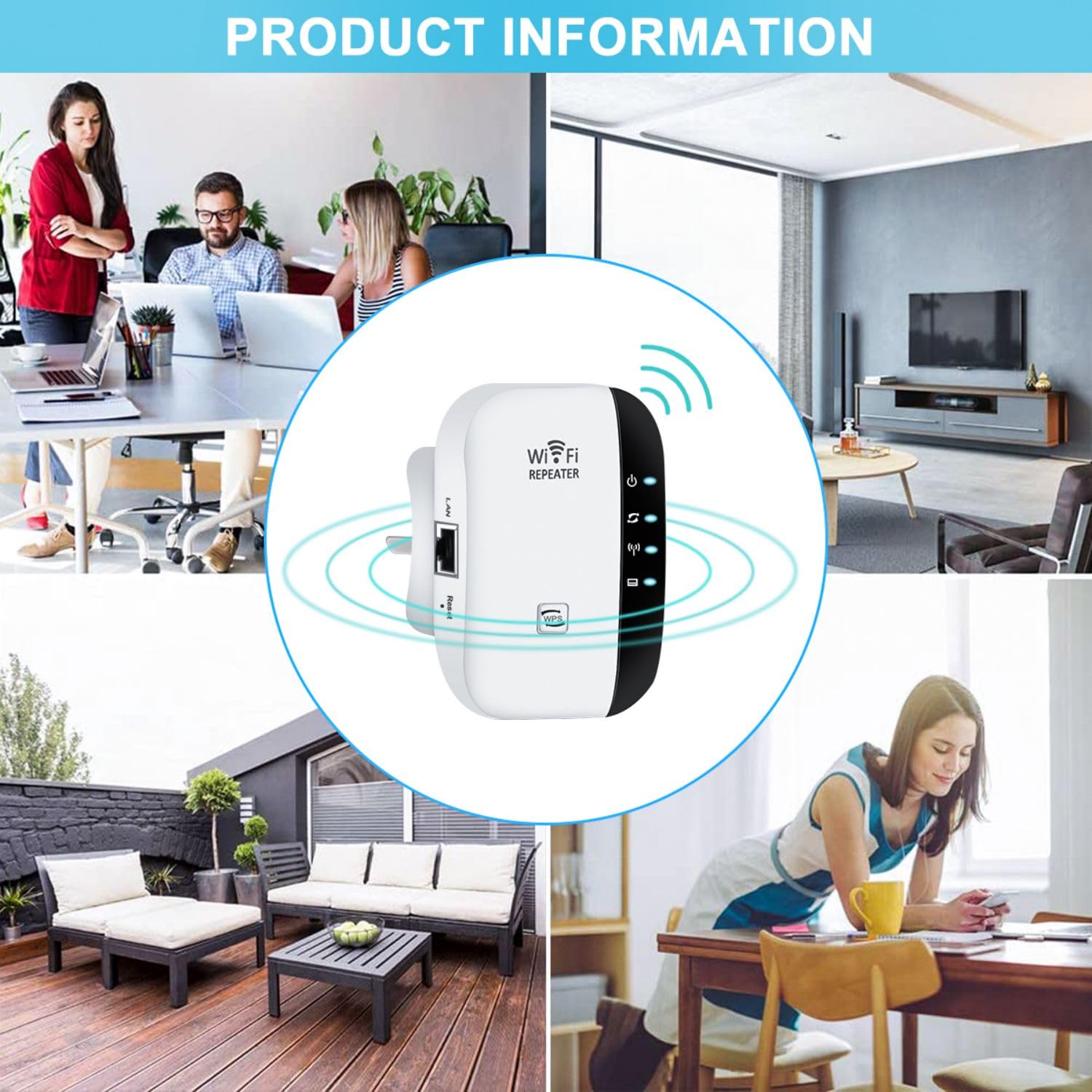 2026 WiFi Extender, WiFi Booster, WiFi Repeater, Covers Up to 3000 Sq.ft and 45 Devices, Internet Booster - with Ethernet Port, Quick Setup, Home Wireless Signal Booster, UK plug (White2026, S) — view 5