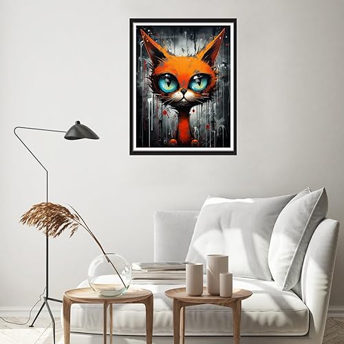 Miniatura 5 de Rousp Kits de pintura de diamante 5D para adultos, zorro de ojos grandes, círculo completo, kit de arte de diamantes para principiantes, kits de