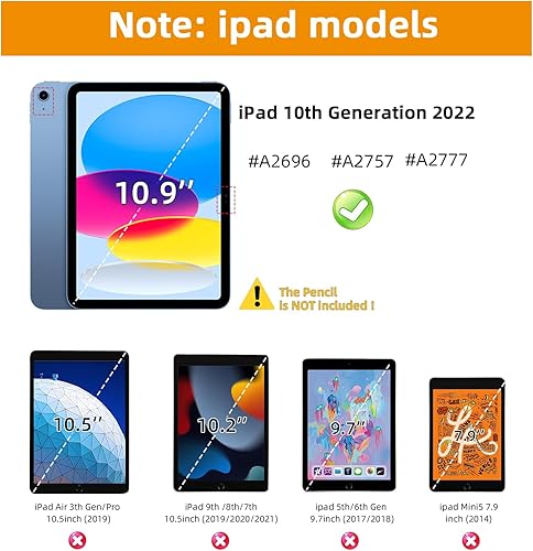 Miniatura 6 de Funda para iPad (A16) de 11 generación de 11 pulgadas (2025), iPad de 10.9 pulgadas (2022), con protector de pantalla de vidrio templado soporte