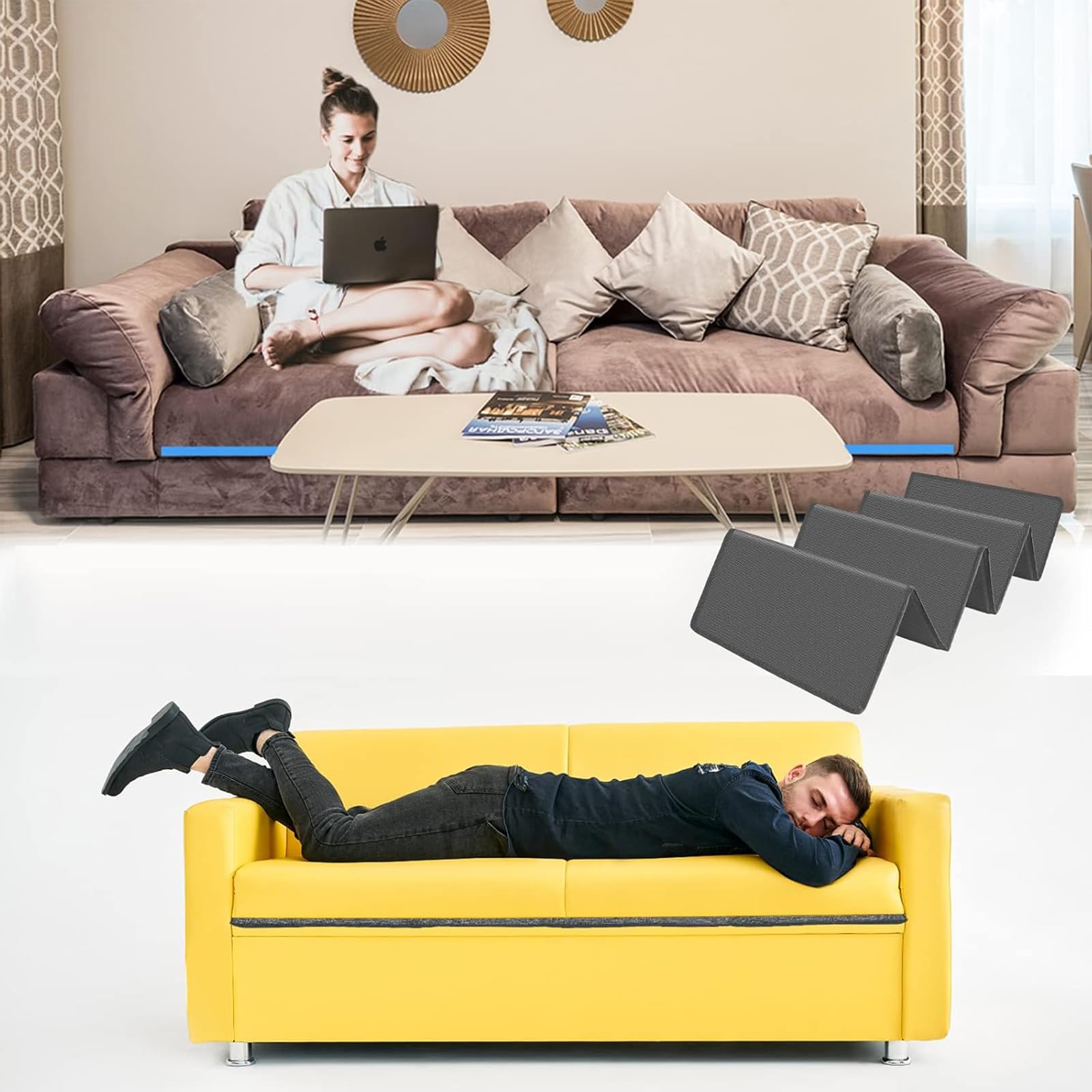 Cuscino Salvadivano Pieghevole 167,5x43 cm con Superficie Oxford e Supporti in Legno