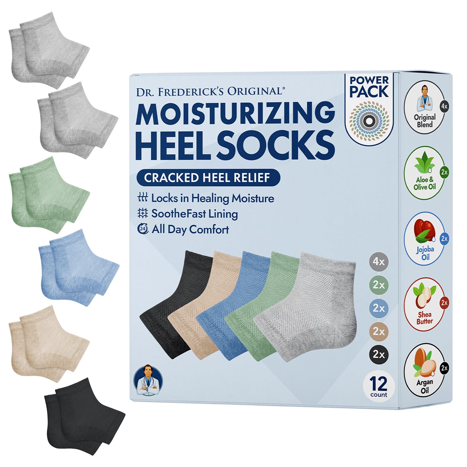 Dr. Frederick's Moisturizing Heel Socks - 6 Pairs