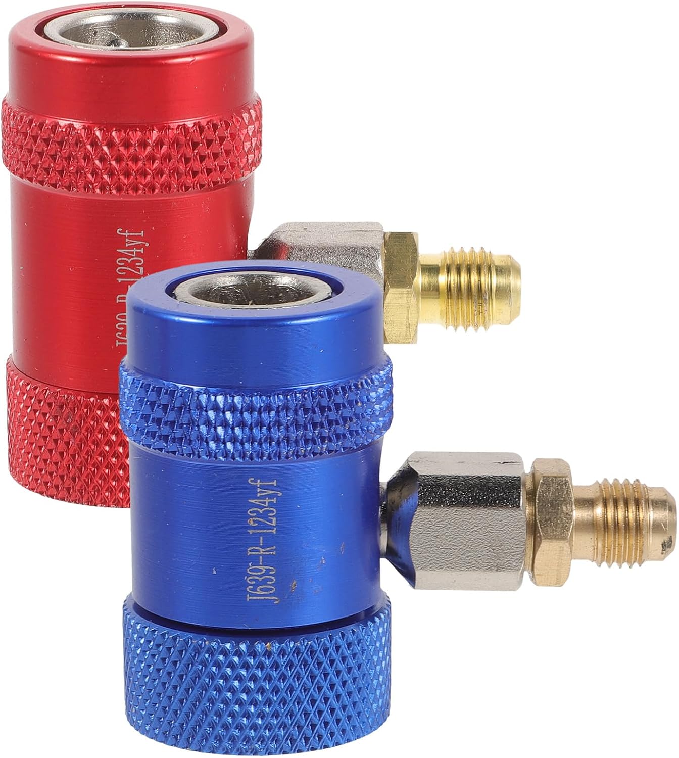 Car Air Conditioner Adapters Set, 1 Pair R134a Adjustable Aluminum Alloy and Copper Refrigerant Connectors for Automotive Ac Hose Fittings and Manifold Gauge, Portable Random Color
