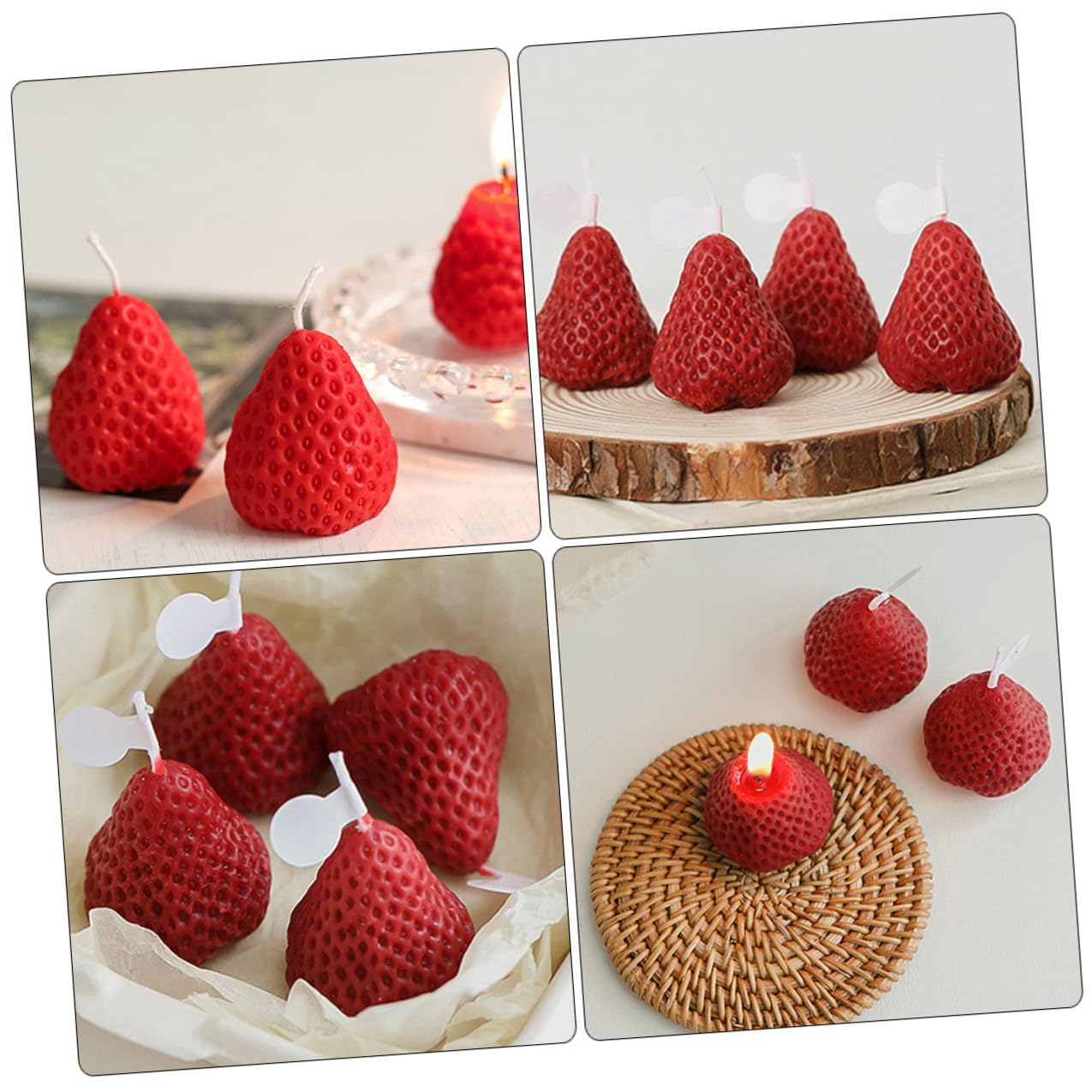 SUPVOX Set 9 Pezzi Candele Profumate Fragola Rosso Intenso, Candele Decorative Aromaterapia per Decorazioni Casa e Feste Atmosfera Romantica