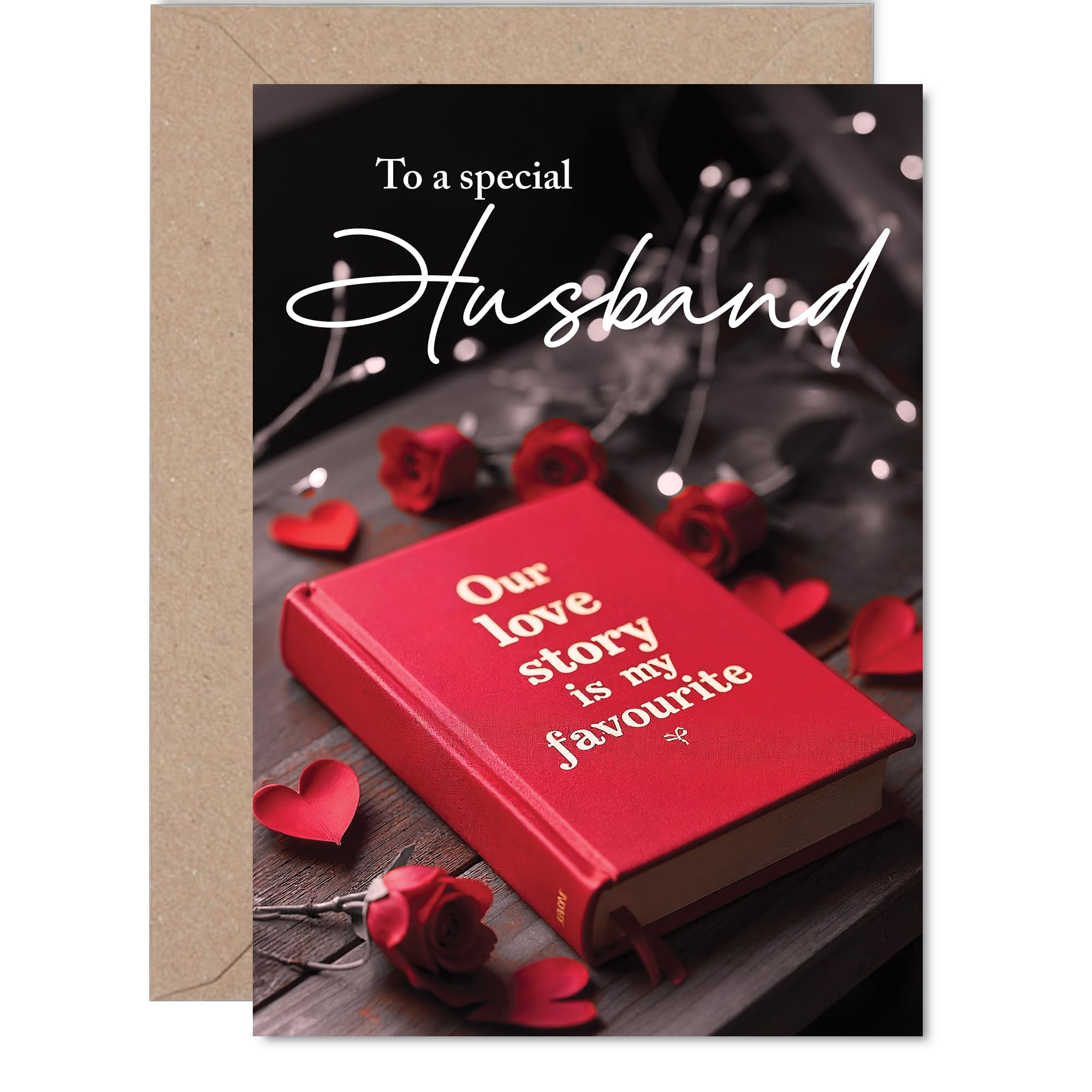 Husband Anniversary Card - Our Love Story - Happy Anniversary Card for Husband from Wife Partner, A5 Wedding Anniversaries Greeting Cards
