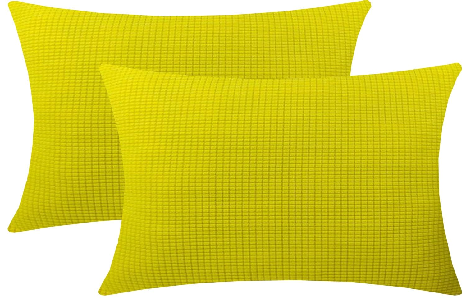 Cushion Covers Pack of 2 Large Decorative Square Throw Pillow Case Green/Brown/Grey/Blue for Sofa Living Room Couch,Rectangle Pillowcase Covers with Invisible Zipper(Yellow,85x60cm(Set of 2 ))