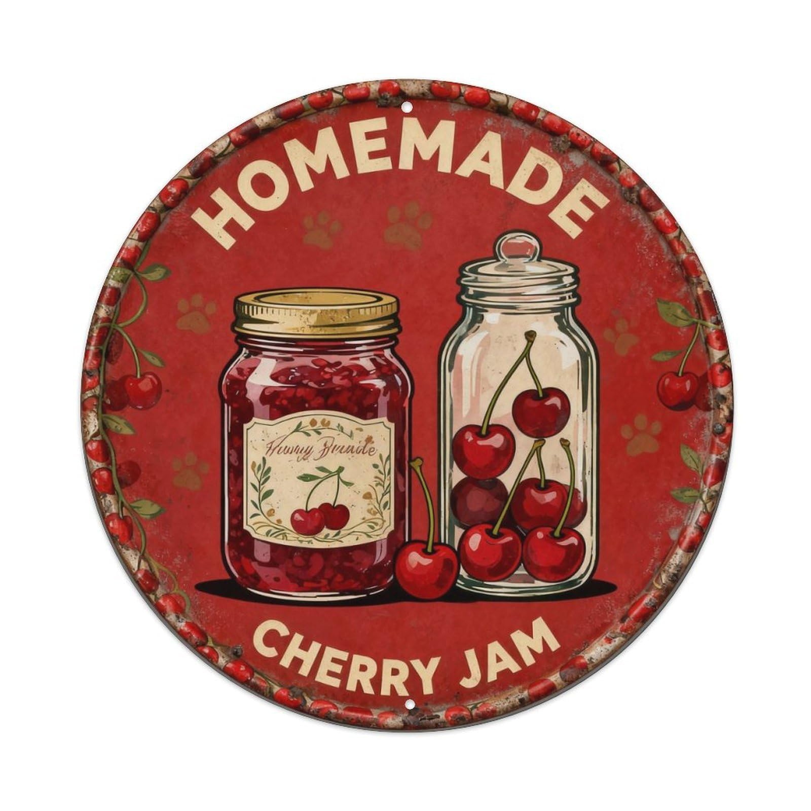 Homemade Cherry Jam Metal Tin Sign Plaque