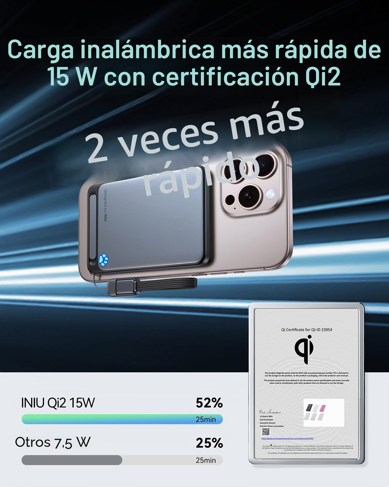 INIU Power Bank, Qi2 Certificado 5000mAh 20W PD Magnético Bateria Externa, Viagem Essential Cargadores Moviles Carga Rapida para iPhone 16 15 14 13 12 Pro MAX Mini Case Rosa