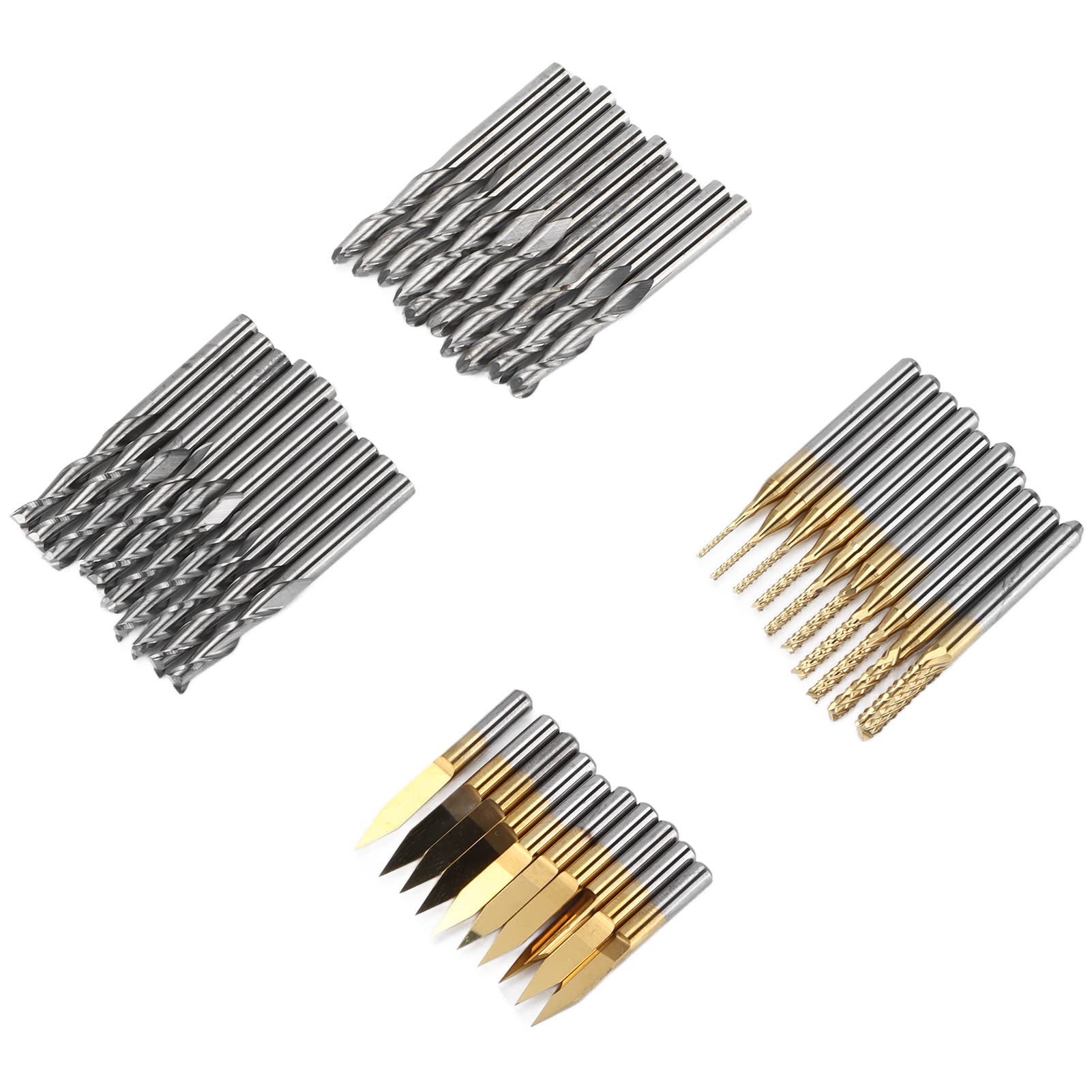 FTVOGUE Set di 40 Frese per Fresa CNC in Acciaio Ad Alta velocità, Gambo da 1,8 Pollici, 4, per Incisione PCB, Taglio in Plastica, Legno, Fresa a Punta Piatta, a Punta Sferica