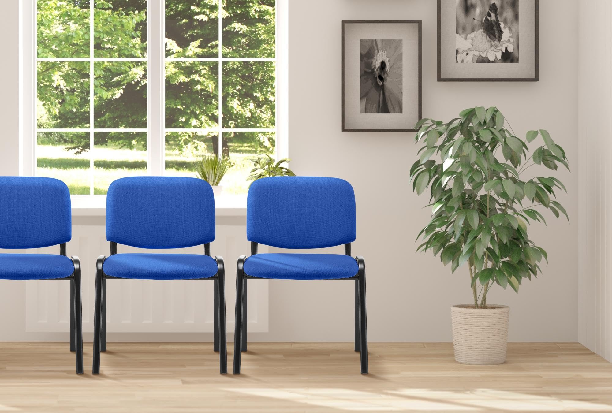 CLP Chaise Visiteur Empilable Ken en Tissu I Chaise De Reception Confortable avec Dossier Et Pieds en Métal Robuste, Couleur:Bleu