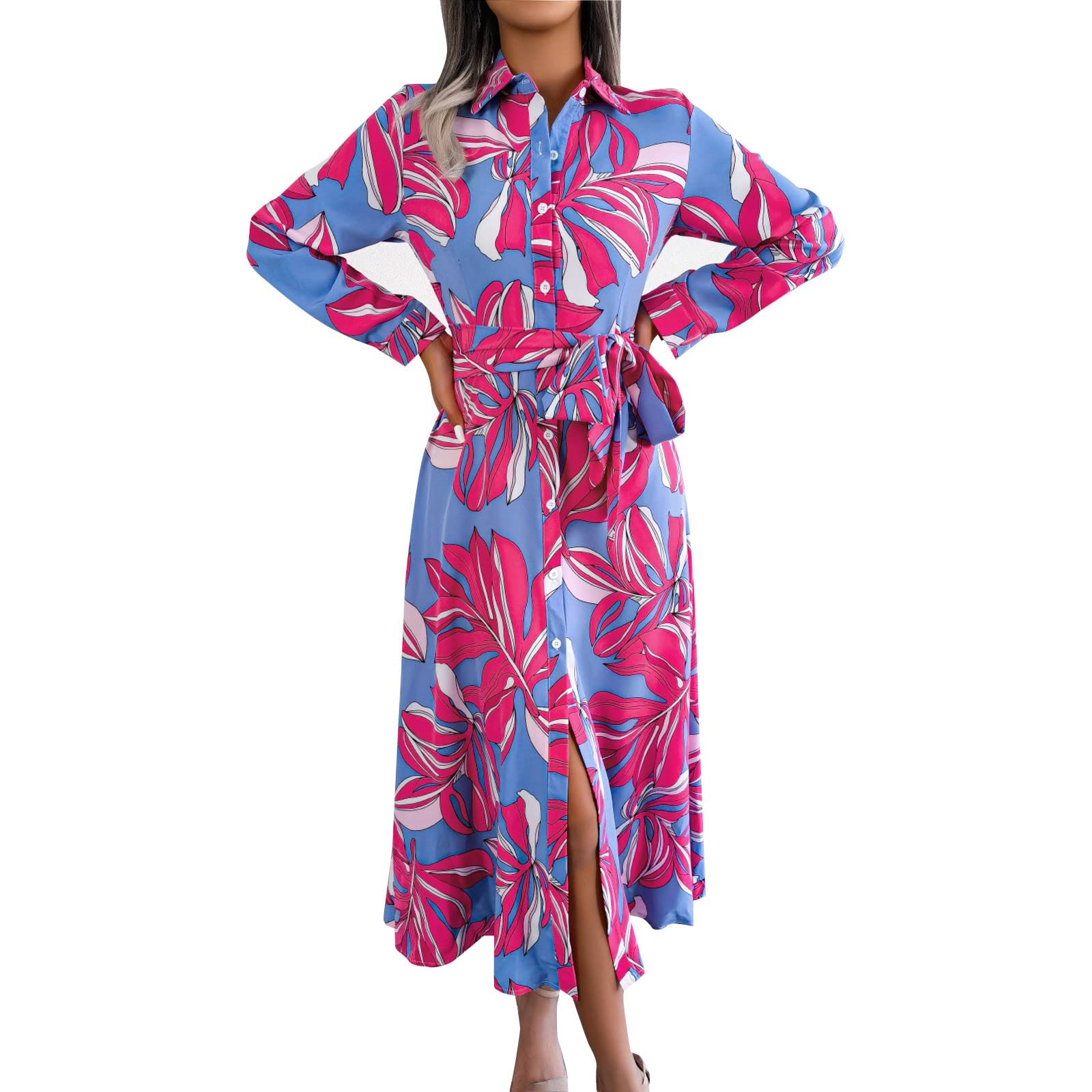 Women's Loose Slit Sexy Long Sleeve Dress Square Neck Embroidered Club Party Evening Midi Cocktail Dress