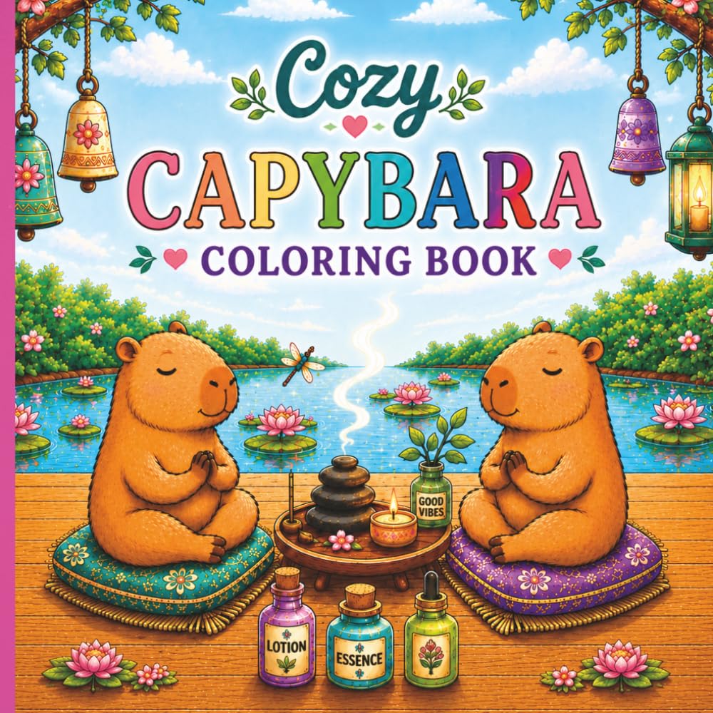 Cozy Capybara Coloring Book: Adorable Calm Moments & Relaxing Vibes to Color for Teens and Adults