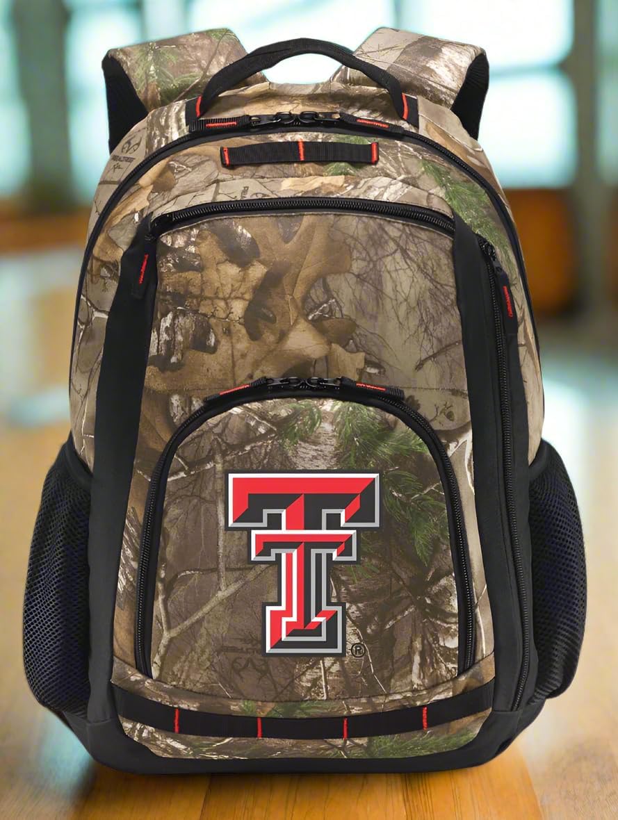 Broad Bay Texas Tech Backpack Camo TTU Logo Backpack with Laptop Computer Section