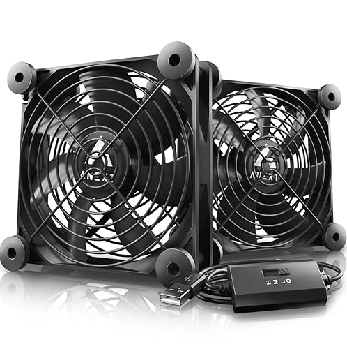 Miniatura 1 de ANEXT, Ventilador de computadora USB de 4.724 in, ventilador negro, ventilador de 4.73 pulgadas, ventiladores silenciosos para receptor DVR