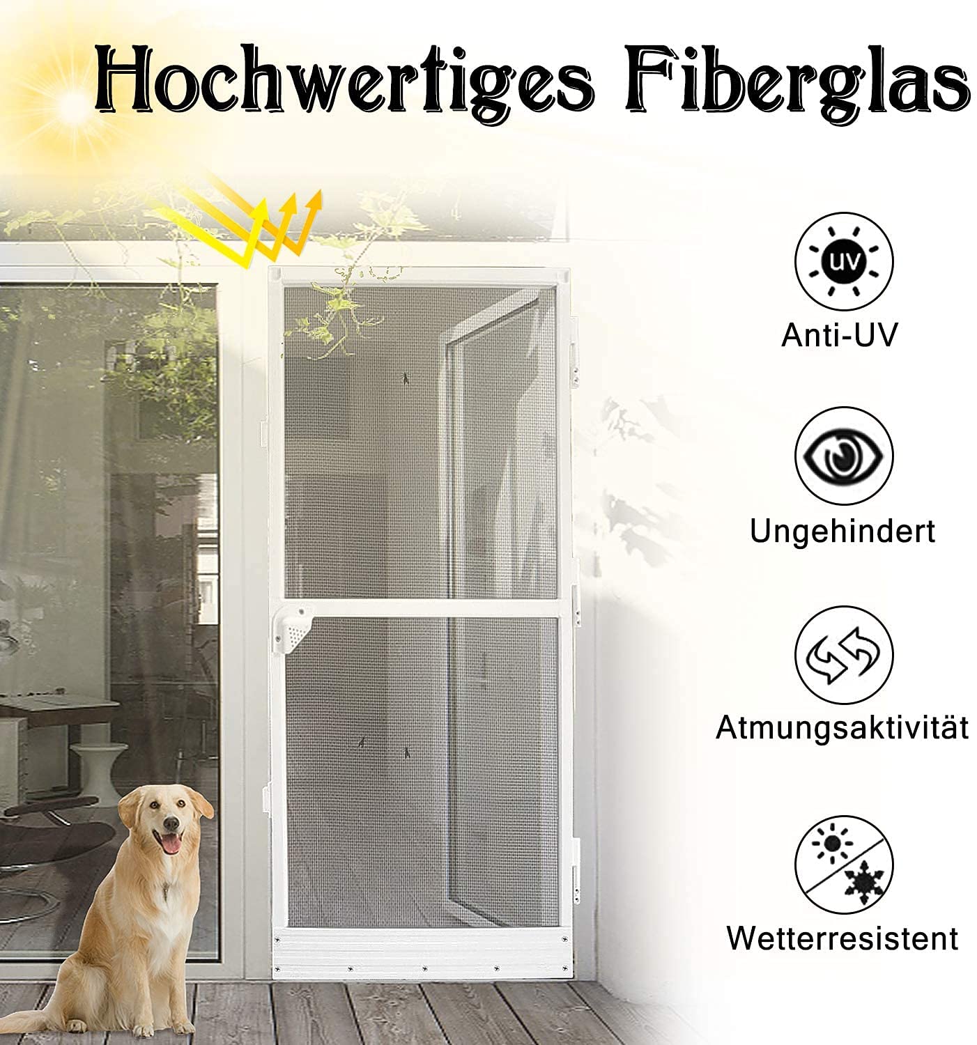 NAIZY Insektenschutz Fliegengittertür Alu Fliegengitter Mückenschutz Tür bis max. 120 x 240 cm, Weiß