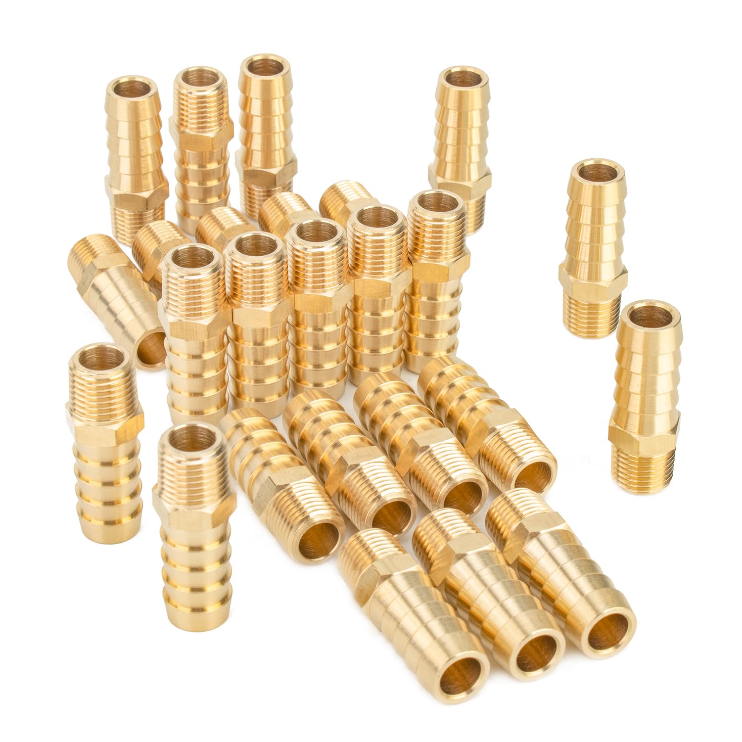Ltwfitting Men's Pack Of 25 Brass 1/4-Inch Bspt X 12Mm Hose Barb Coupler Adapter Fitting For Vehicle Fuel System, Hvac System (Pack Of 25)