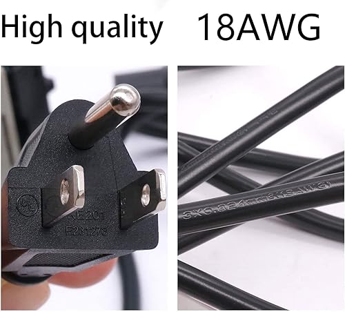 Miniatura 4 de TWTADE Cable de extensión de alimentación para monitor de TV, 10 pies, 3 clavijas, 10 A, 250 V, 18 AWG, certificado UL, cable de repuesto para VIZIO