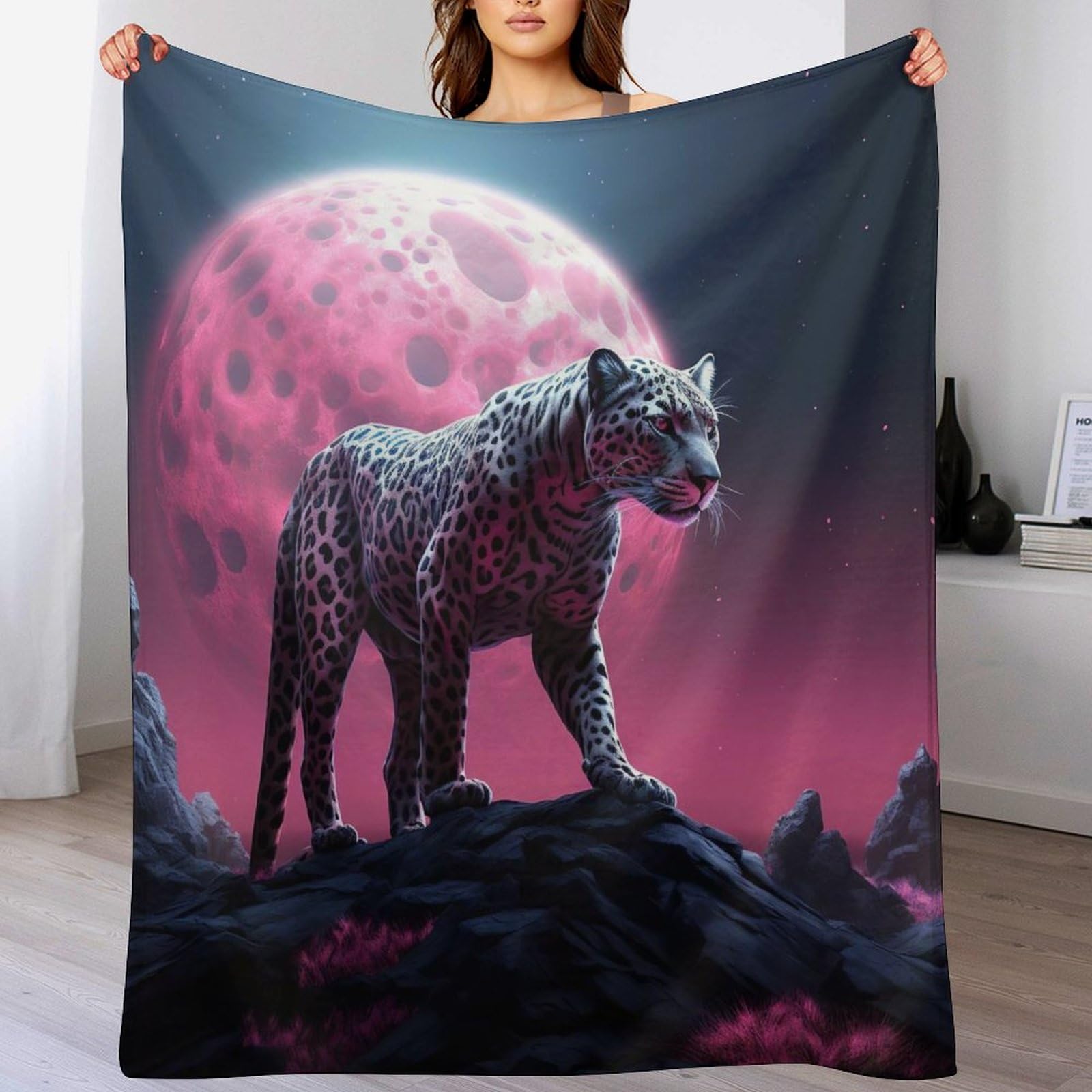 Couverture polaire léopard en flannel douce pour lit et canapé de dimensions 180x200cm