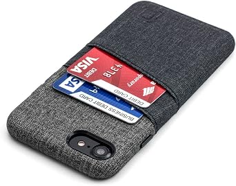 Dockem Wallet Card Case for iPhone SE 3 2022, SE 2 2020 & iPhone 8/7 Canvas Style Synthetic Leather with 2 Card Holder Slots Luxe, Black & Grey