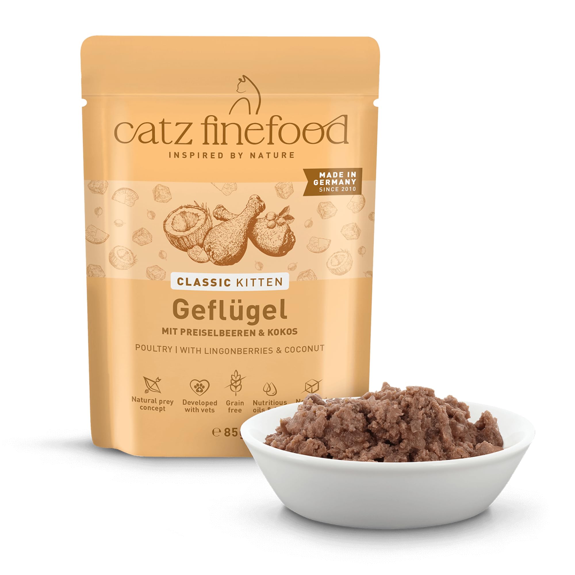 catz finefood Kitten N 3 Geflügel Katzenfutter nass - Feinkost Kitten Nassfutter für junge Katzen ohne Getreide und Zucker mit hohem… – Ansicht 2