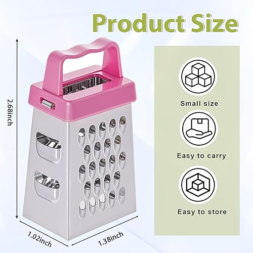 Miniatura 2 de Mini rallador de queso, 3 unidades de acero inoxidable con asa, ralladores profesionales para cortar quesos para cocina, queso, jengibre y verduras