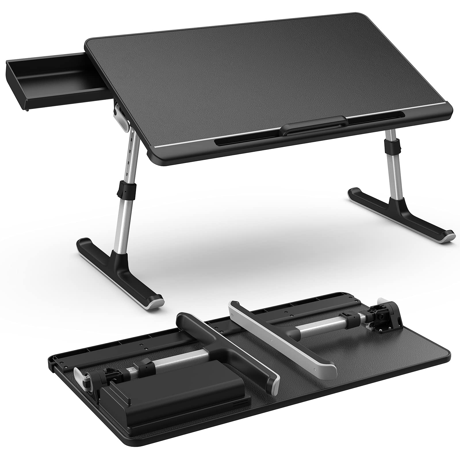 Buy Laptop Desk with Storage Drawer,Foldable Legs,Height and Angle