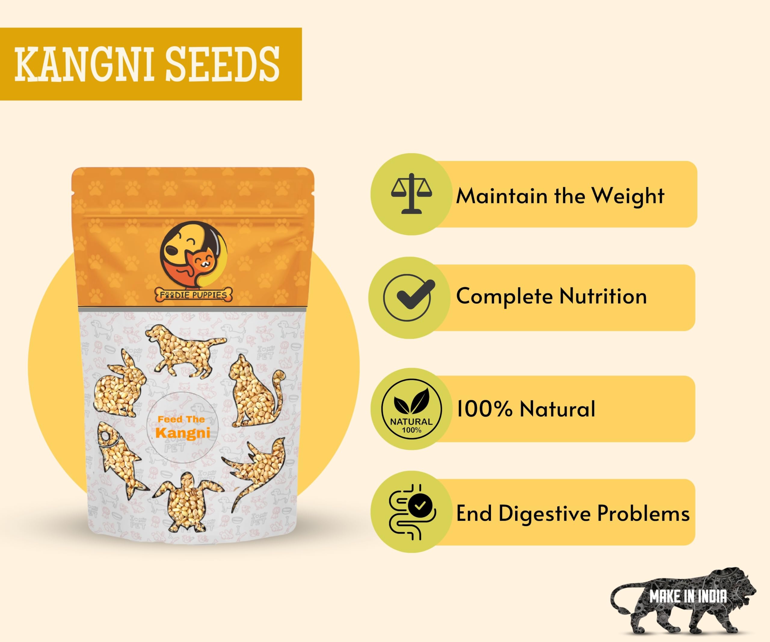 Foodie Puppies Foxtail Millet Kangni Seeds Bird Food - (500gm, Pouch), High-Fiber Balanced Nutritious Daily Diet for All Bird Types 2