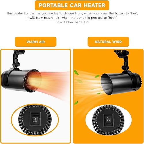 Miniatura 2 de Calentador de coche de 150 W y 12 V, calentamiento rápido, calentador de 12 voltios con 2 modos de temperatura, calentador de campamento con soporte