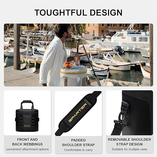 Miniatura 8 de SPARTER Enfriador suave portátil de 12 latas, IP68 Tizip cremallera a prueba de fugas para camping, pesca, playa, aire libre, hielera aislada con