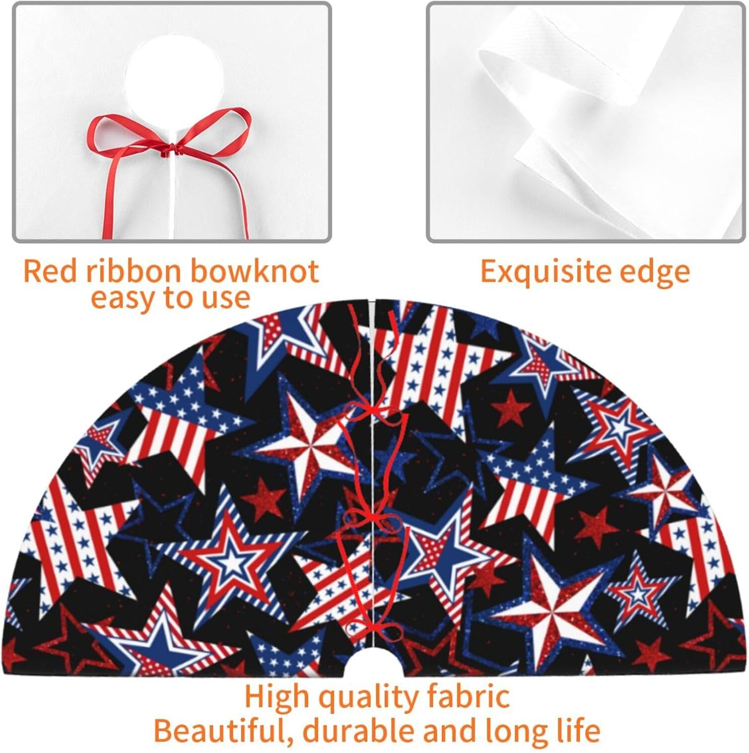 4th of July Patriotics American Veterans Day Christmas Tree Skirt Memorial Day Xmas Tree Mat Halloween Christmas Tree Ornaments Decorations Holiday Party Indoor Outdoor 30"