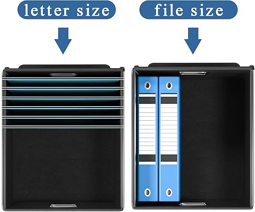 Vista 21 de Huolewa Cajas organizadoras de archivos con tapas, plegables de lino para colgar y almacenar con tobogán de plástico para oficina/decoración/hogar
