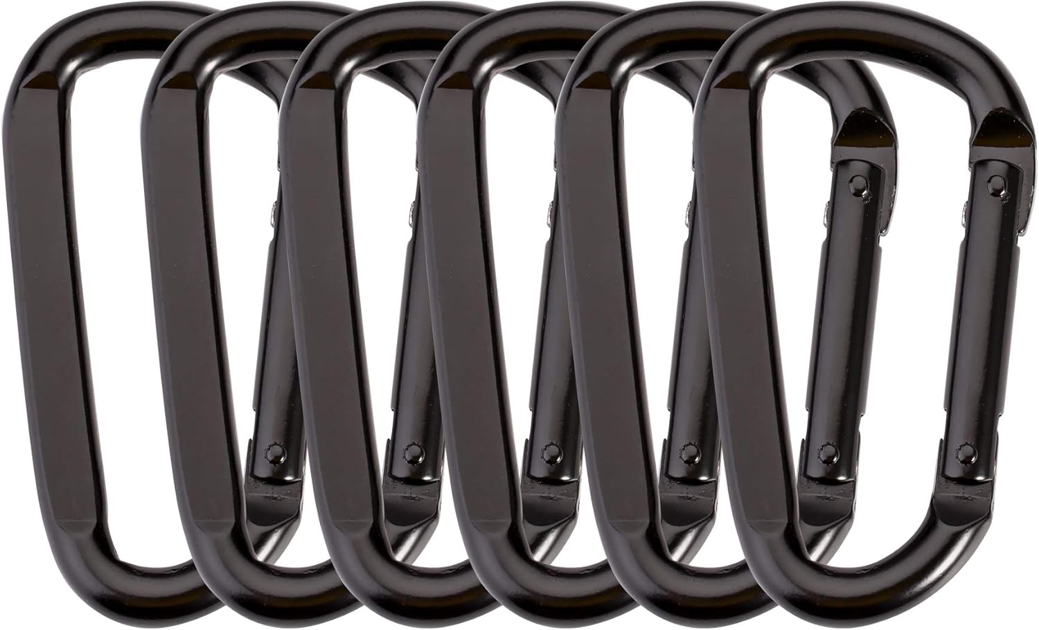 KEEPWAOO Carabiner Clip PH1009BK Black, Heavy Duty Caribeaners for Outdoor, Camping Accessories, Keychains 6 Pack : Sports & Outdoors