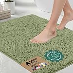 GORILLA GRIP Bath Mat, Thick Soft Absorbent Chenille Floor Mats, Rubber Backing Bathmat, 51x76 cm, Quick Dry Rug, Machine Washable Rugs for Shower and Tub Floors, Bathroom Accessories Decor, Black