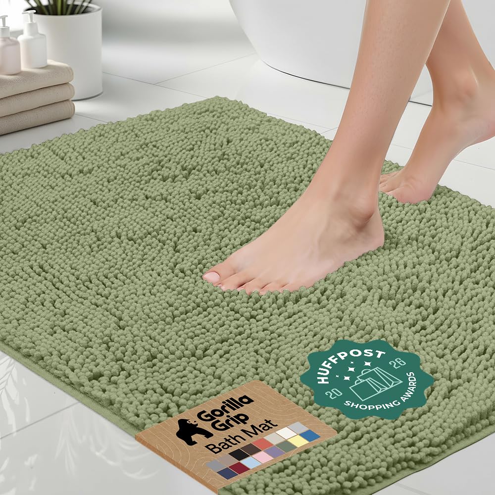 Gorilla Grip Original Luxury Chenille Bathroom Rug Mat, 30x20, Extra Soft and Absorbent Shaggy Rugs, Machine Wash Dry, Perfect Plush Carpet Mats for Tub, Shower, and Bath Room, Sage Green โ image 1