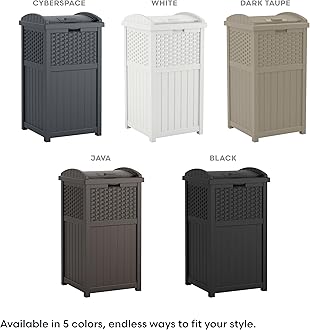 Suncast 33 Gallon Resin Outdoor Hideaway Patio Trash Can, Cyberspace Grey