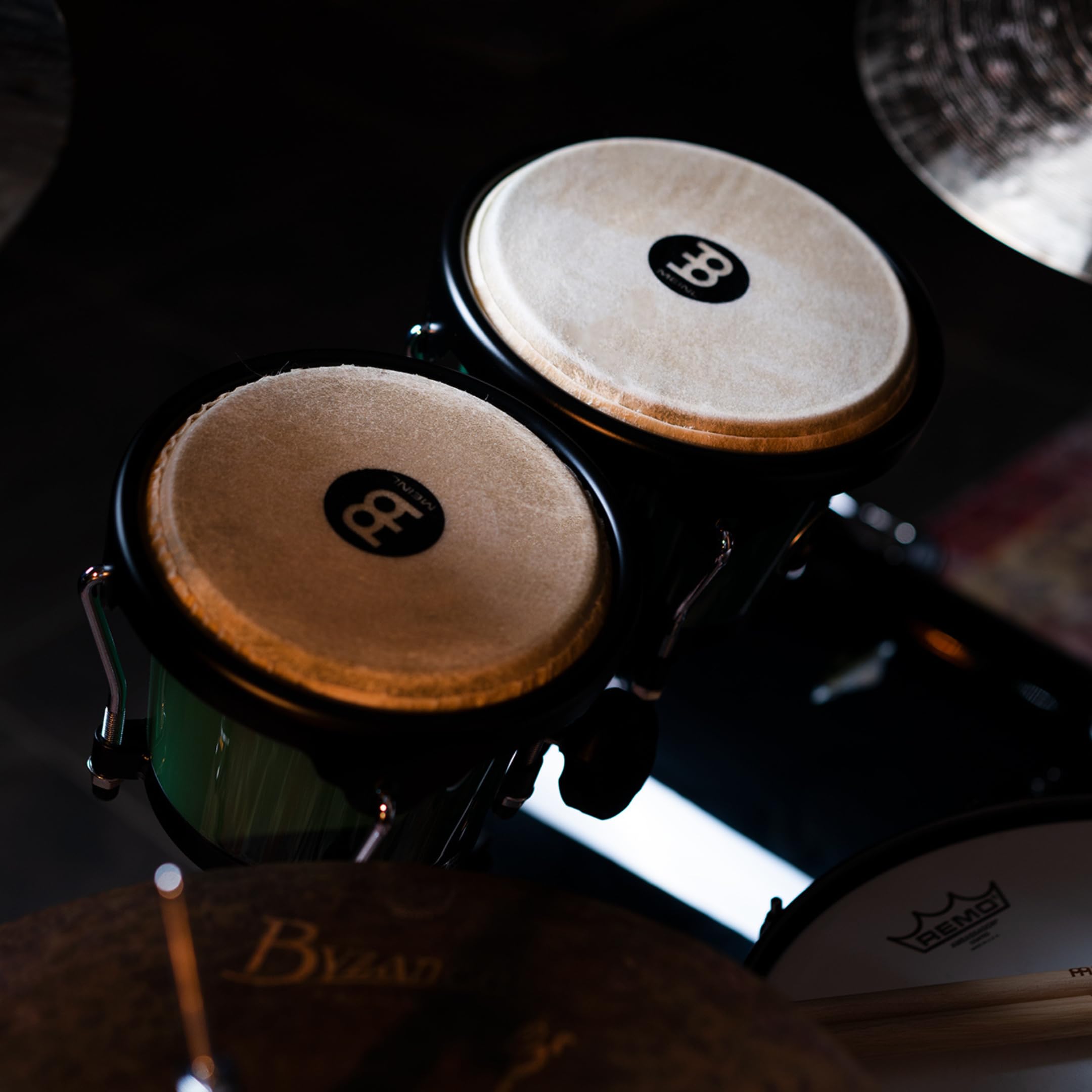 Meinl Percussion Bongos Journey Series - 2 Tamburi a Mano da 6.5 e 7.5 Pollici - Chiave Accordatura Inclusa - Plastica ABS, Green (HB50FG)