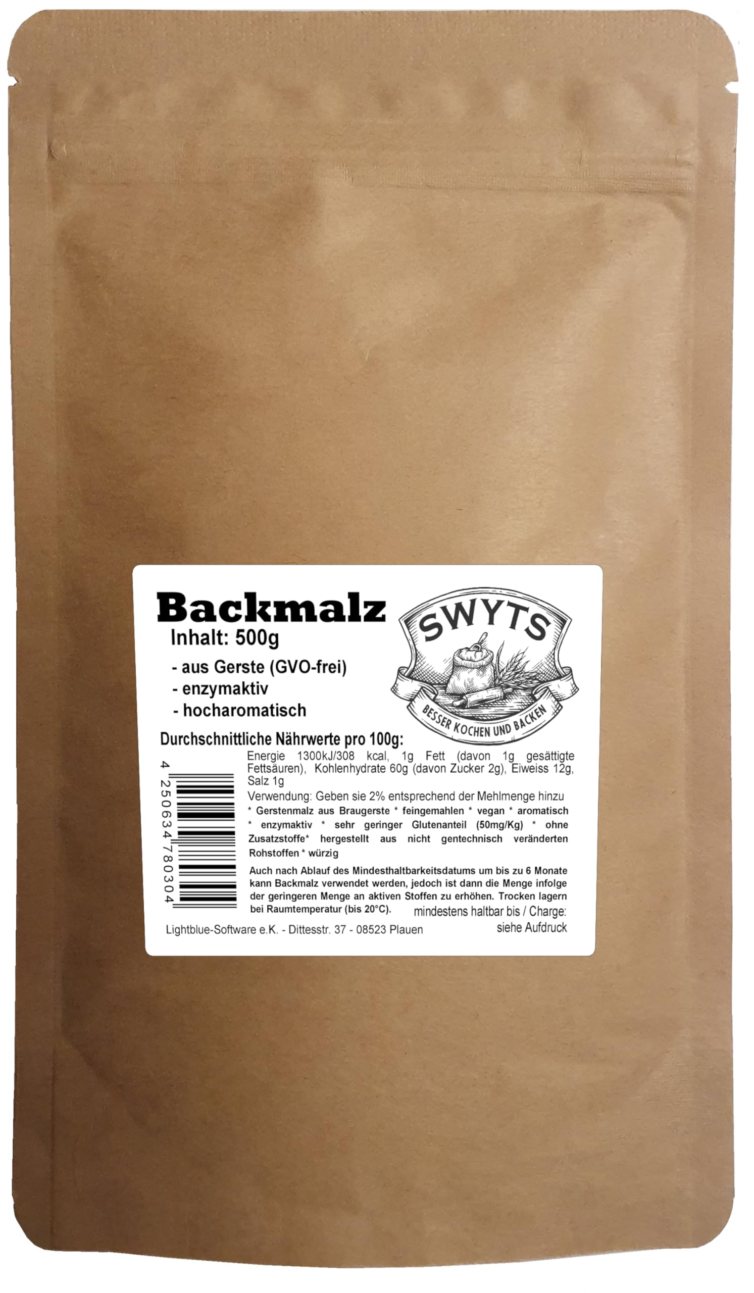 Backmalz 500g - aus Gerste, enzymaktiv - backen wie die Profis mit Qualität aus Deutschland von SWYTS - mind. 6 Monate haltbar