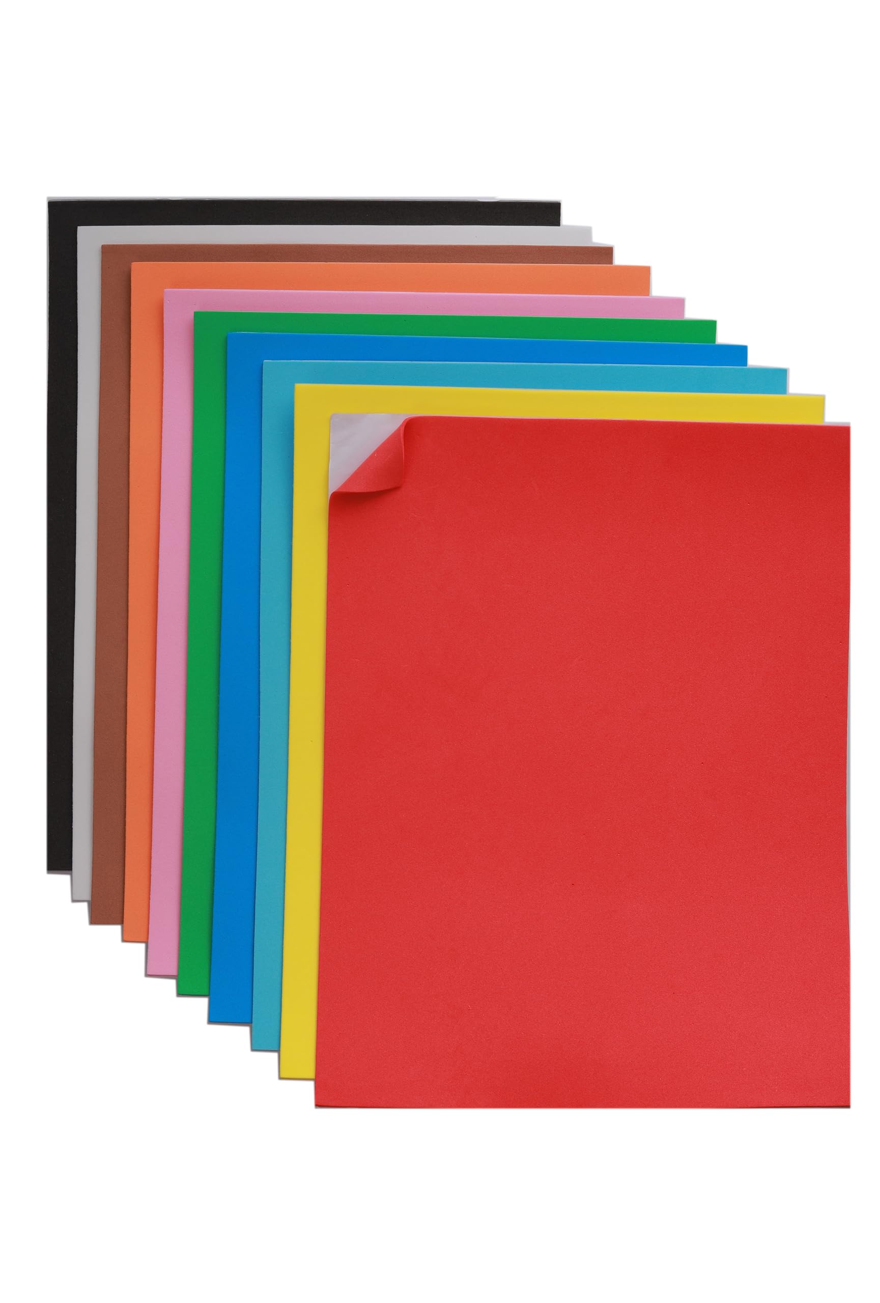 Adhesive EVA Foam Sheets for Crafts, 10 Assorted Colors, 9" x 12", 2mm Thickness – Sticky Back Foam Paper for DIY Arts and Crafts, School Projects, and More - 10 Pack