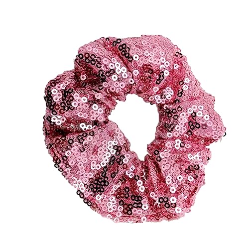 Miniatura 5 de 4 piezas de coleteros de lentejuelas brillantes, bandas elásticas metálicas para cola de caballo, bandas de tela para espectáculos, gimnasio, baile,