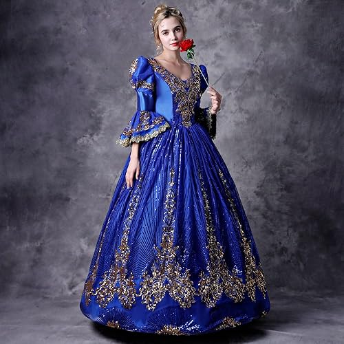 Miniatura 4 de CountryWomen Marie Antoinette - Vestido de princesa de época, vestido de teatro de recreación, vestido de baile de brocado, vestidos de reina