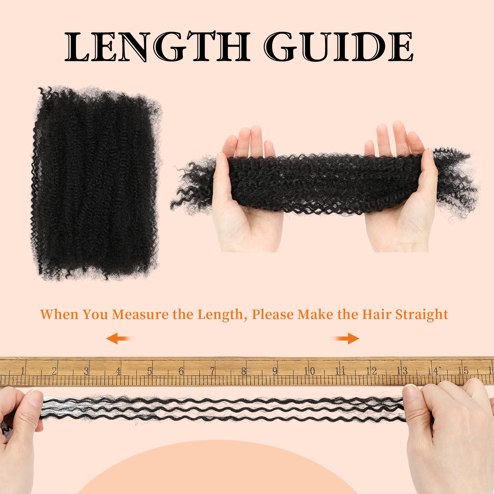 Yacurcur Afro Kinkys Bulk Human Hair 50g/Pack Braiding Hair for Dreadlocks Extensions,Loc Repair,Twist Braiding No Short Hair 4C Afro Kinky Human Hair Natural Black (14 Inch) - Image 4
