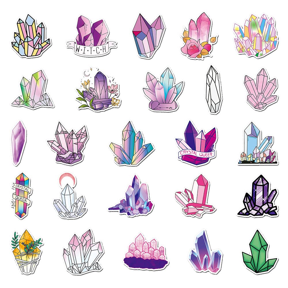 Unique Crystal Vinyl Stickers, 50 PCS Waterproof Gemstone Decals for Laptops Scrapbooking, Notebooks, Water Bottles - Image 2
