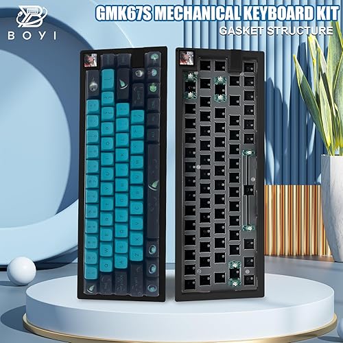Miniatura 3 de BOYI GMK67S-65% Kit de teclado, intercambiable en caliente BT5.0/2.4G/Tipo-C, kit montado en junta de teclado mecánico inalámbrico RGB trimodo, kit