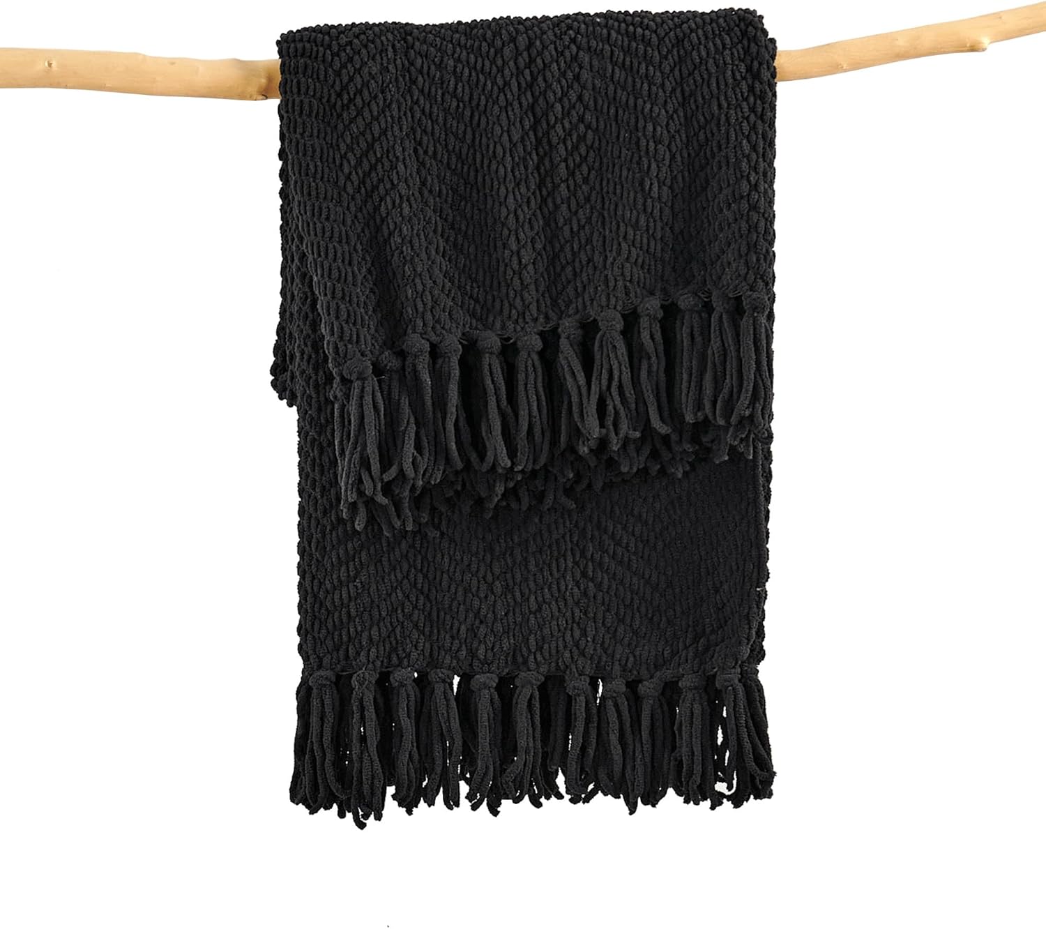 Home Soft Things Black Throw Blanket Knitted Tweed Throw 60'' x 80'', Raven, Super Soft Cozy Warm Comfortable Breathable Throw for Living Room Chair Couch Bed Sofa Bedroom Home Décor