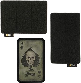 M-Tac Tactical Morale Patch Bundle Ace of Spades Death Card, 2 Hook and Loop Patch Boards - Olive/Black & Black