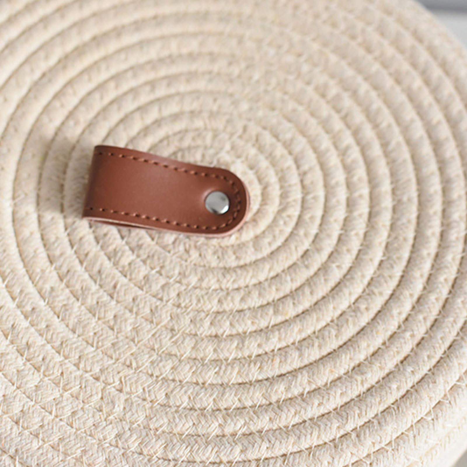 Paquete de 2 cestas de almacenamiento de cuerda de algodón resistentes con tapa para organizar llaves de cuerda y juguetes en elegantes diseños de color para sala de estar