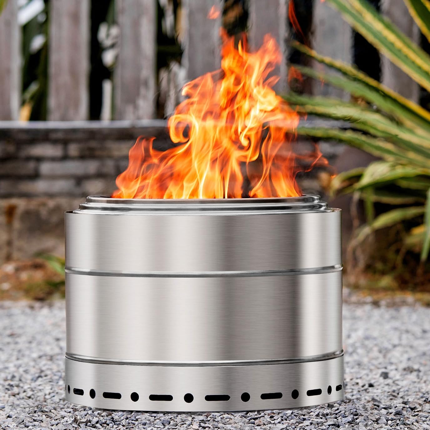 SURESTOVE Smokeless Fire Pit 19 Inch for Outdoor Wood Burning, Stainless Steel Portable Firepit with Ash Pan, Low Smoke Patio Bonfire for Camping, Backyard, Picnic, Deck Use