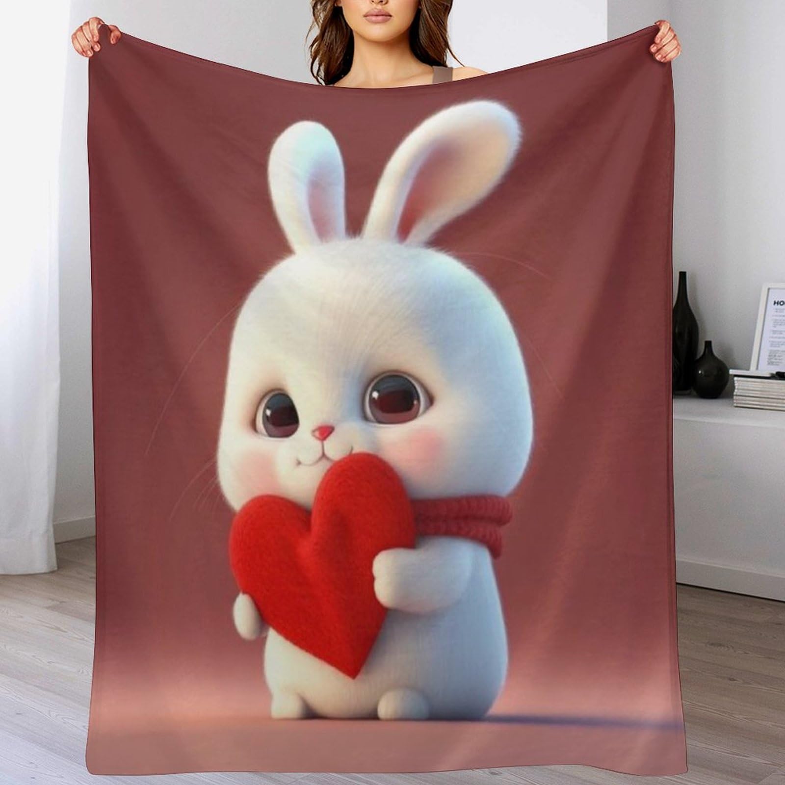 Plaid Flannel Lapin Mignon 180x200cm | Couverture Polaire Haute Densité et Tapis Douillet