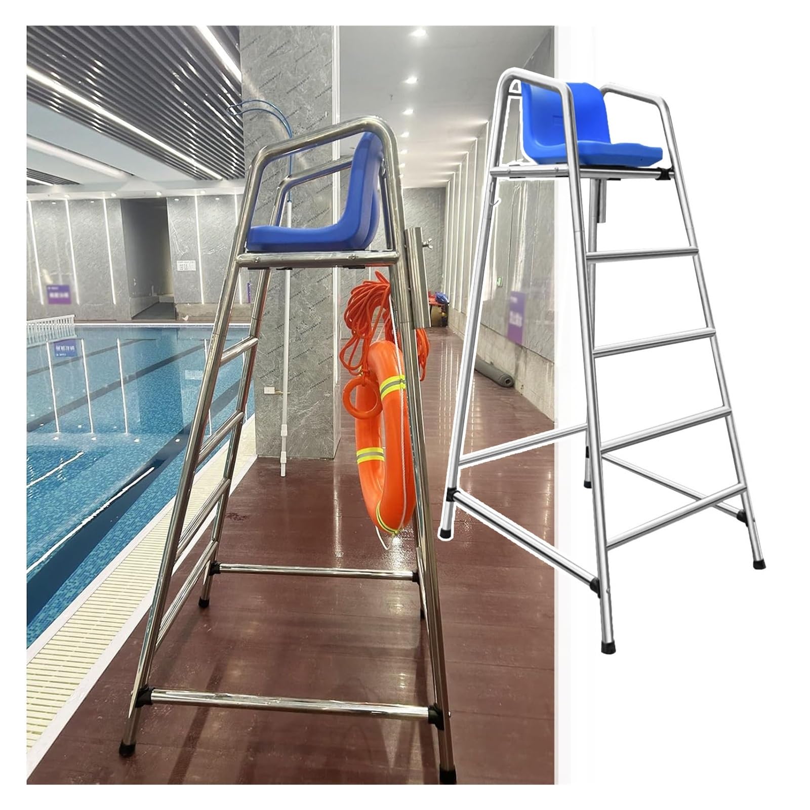 Chaise d'observation de lifeguard avec crochet rotatif et pare-soleil ajustable