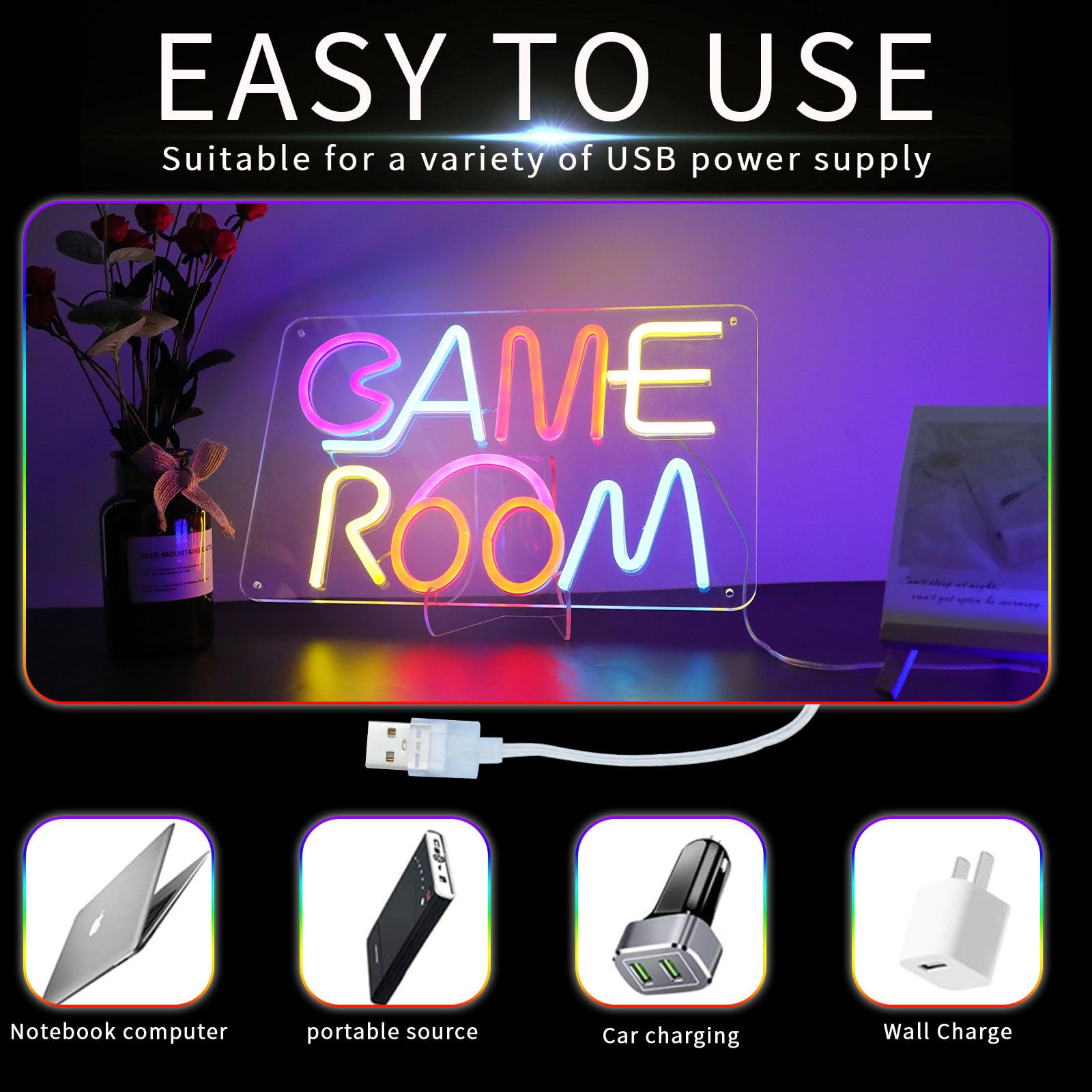Insegna Neon Gamepad Personalizzata per Gaming, Lampada LED RGB con Telecomando, 10 Modalità di Luce, Decorazione da Parete per Stanza Gamer, Accessori Gaming Luce Neon Controller
