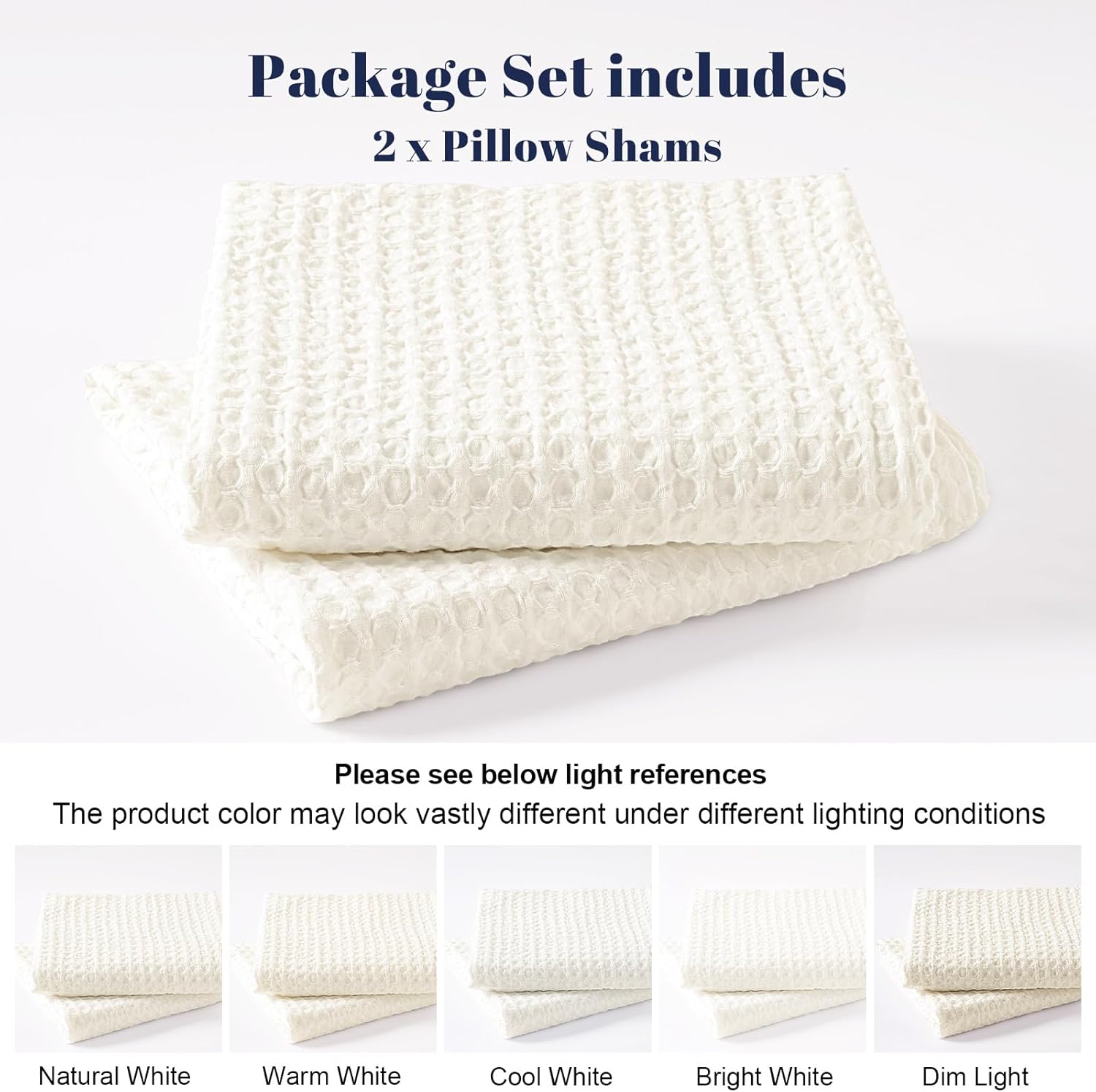 PHF Ultra Soft Waffle Weave Euro Shams Pillow Covers 26" x 26" 2 Pack, No Insert, Breathable Skin-Friendly Euro Throw Pillow Covers for Bed Couch Sofa, Coconut White - Image 5